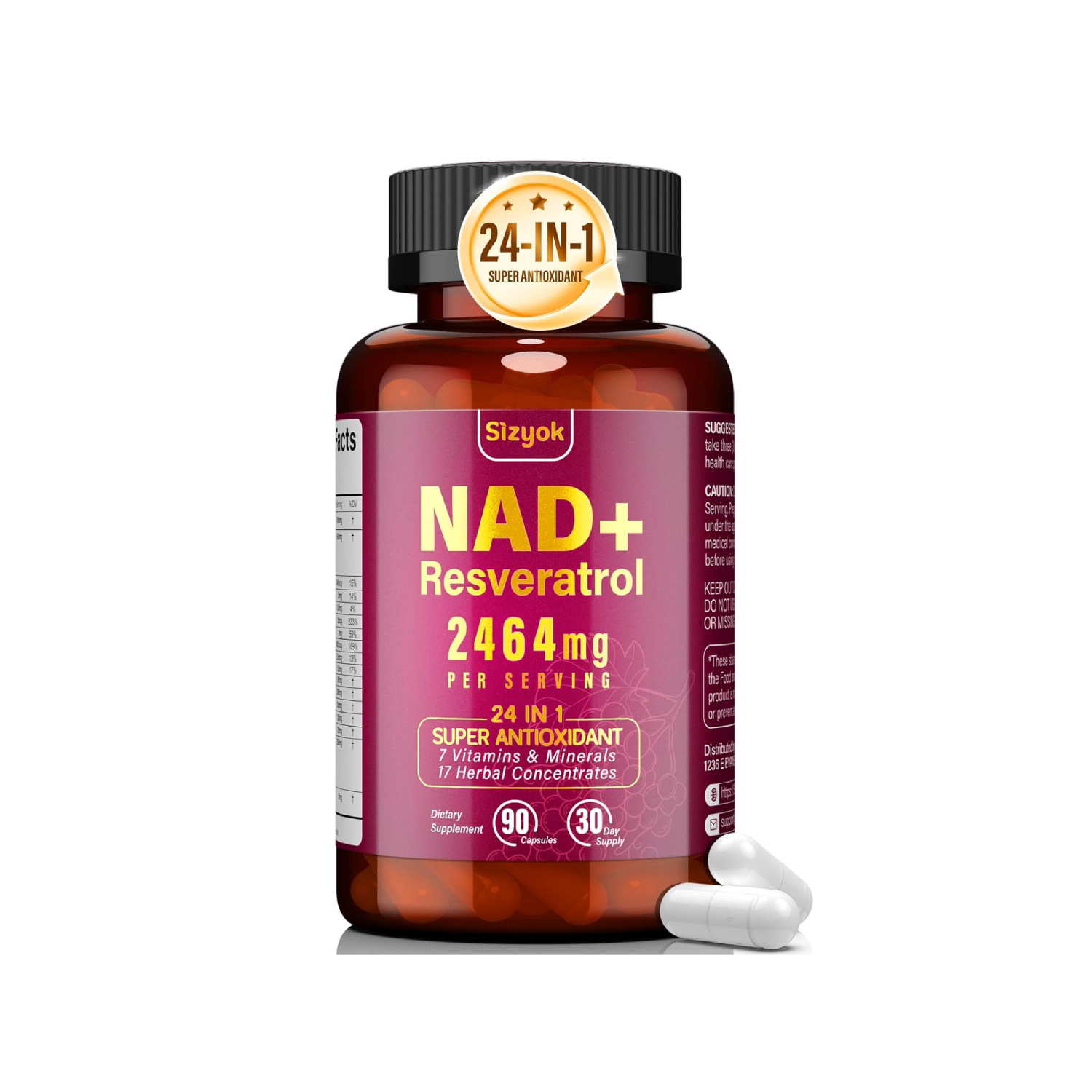 NAD Resveratrol Supplement 2464mg, Liposomal NAD Supplement NAD+ Levels, Energy Anti-Aging