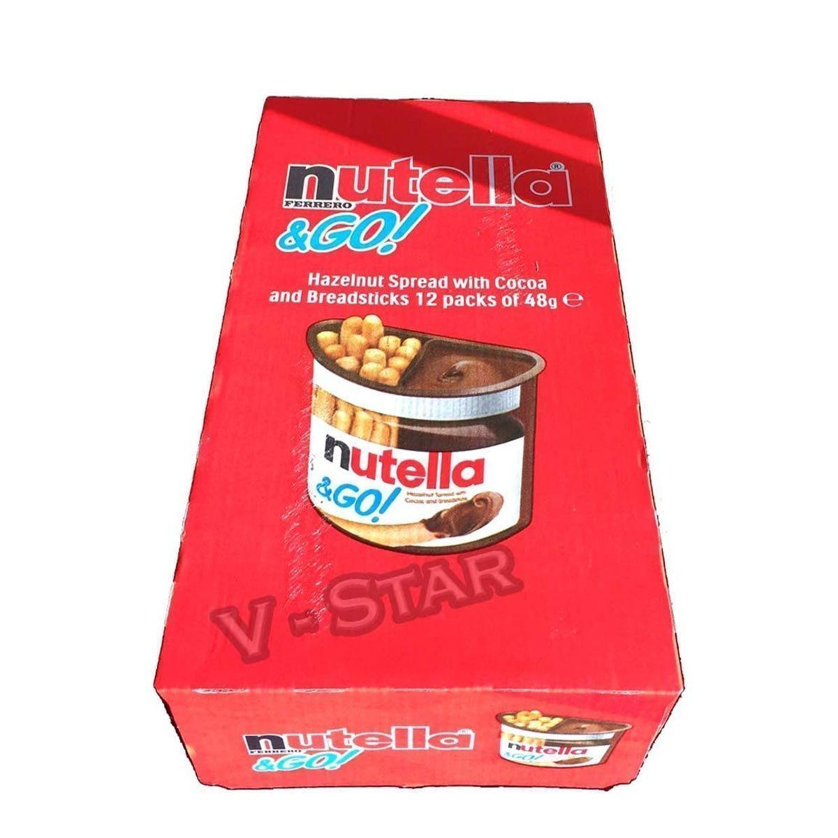Full Box of NUTELLA Ferrero & GO Hazelnut Spread & Malted Bread Sticks 12 x 48g