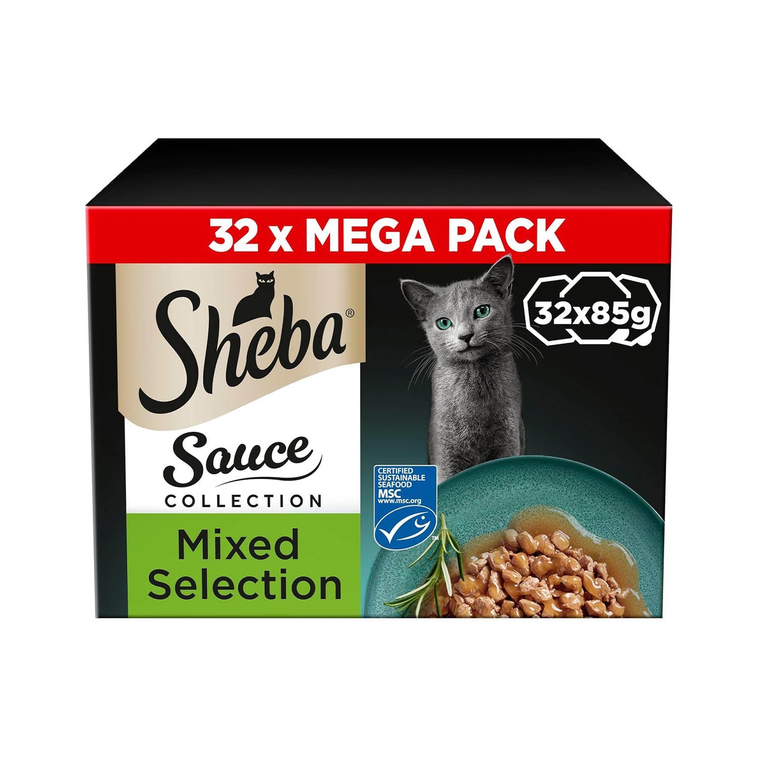 SHEBA Sauce Lover Cat Food Trays Mixed Collection 32 x 85 g