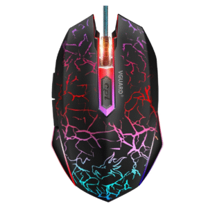 Gaming Mouse, Comfortable Wired USB Optical RGB Ergonomic Mice for PC Computer Laptop, 6 Programmable Buttons, 4 Adjustable Sensitivity, 7 Colors LED Backlight - Black