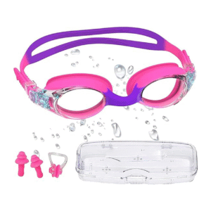 Kids Swimming Goggles, Kids Goggles Anti-Fog Leak Proof UV Resist Swimming Goggles for Kids Boys Girls with Nose Clip Portable Case, 3-14