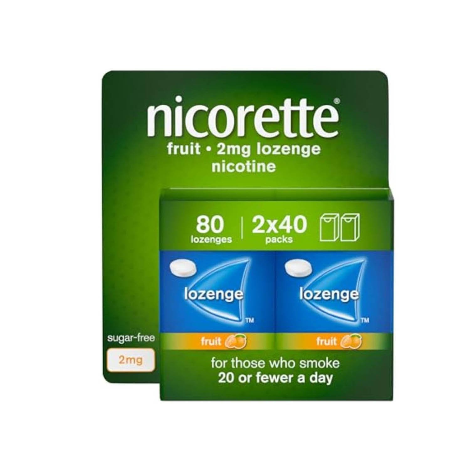 Nicorette Fruit 2mg Lozenge, 80 Lozenges (2 x 40 Packs)