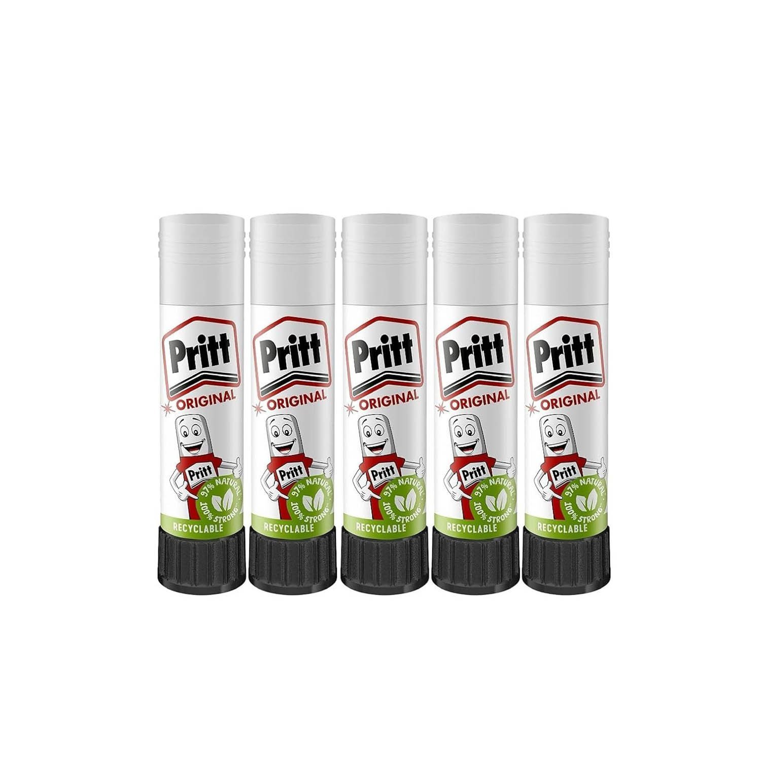 ZYBUX - Pritt Glue Sticks (5 Pack, 11g Each) - 90% Natural, Strong Hold, Child-Friendly Adhesive