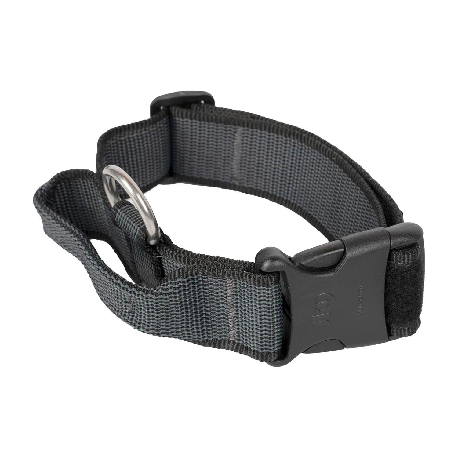 Julius-K9 Colour and Gray Fur Collar with Handle For Dog, Water resistant, 40 mm (38-53 cm), Black-Gray