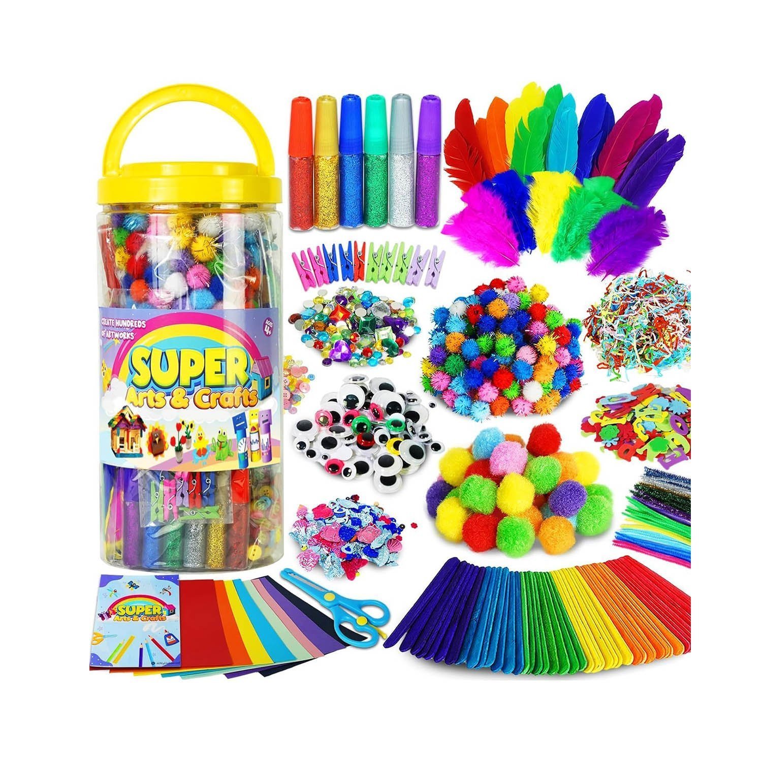 Arts and Crafts Supplies for Kids - Kids Craft Kit with Art Supplies & Craft Supplies -  Gifts for Age 4-6, 6-8, 8-12