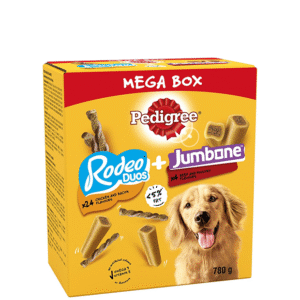 Pedigree Multipack with 24 Rodeo Duos Chicken and Bacon Flavour and 4 Jumbone Beef and Poultry Flavour,  Pack of 2